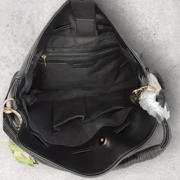 Badgley Mischka Large Black Vegan Leather Tote Satchel NWT Bags